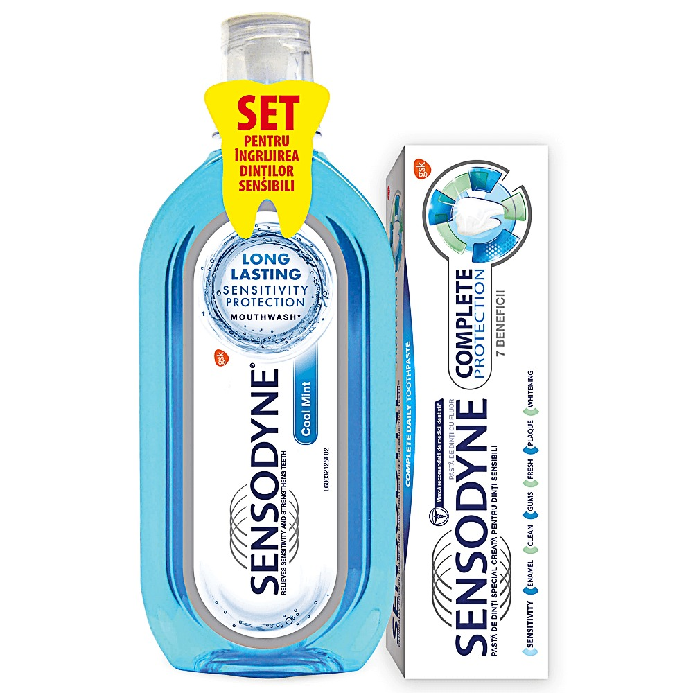 Sensodyne Complete Protection + Apa de gura Cool Mint 500ml