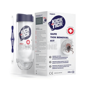 Set pentru îndepărtarea sigură a căpușelor cu spray pentru înghețare si penseta pentru oameni si animale, Kick the Tick ICB Pharma