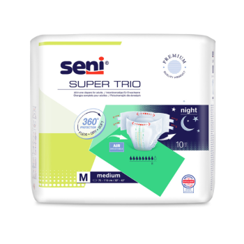 Seni Super Trio - Medium - Scutece Incontinenţă x 10 buc - 8 Picaturi
